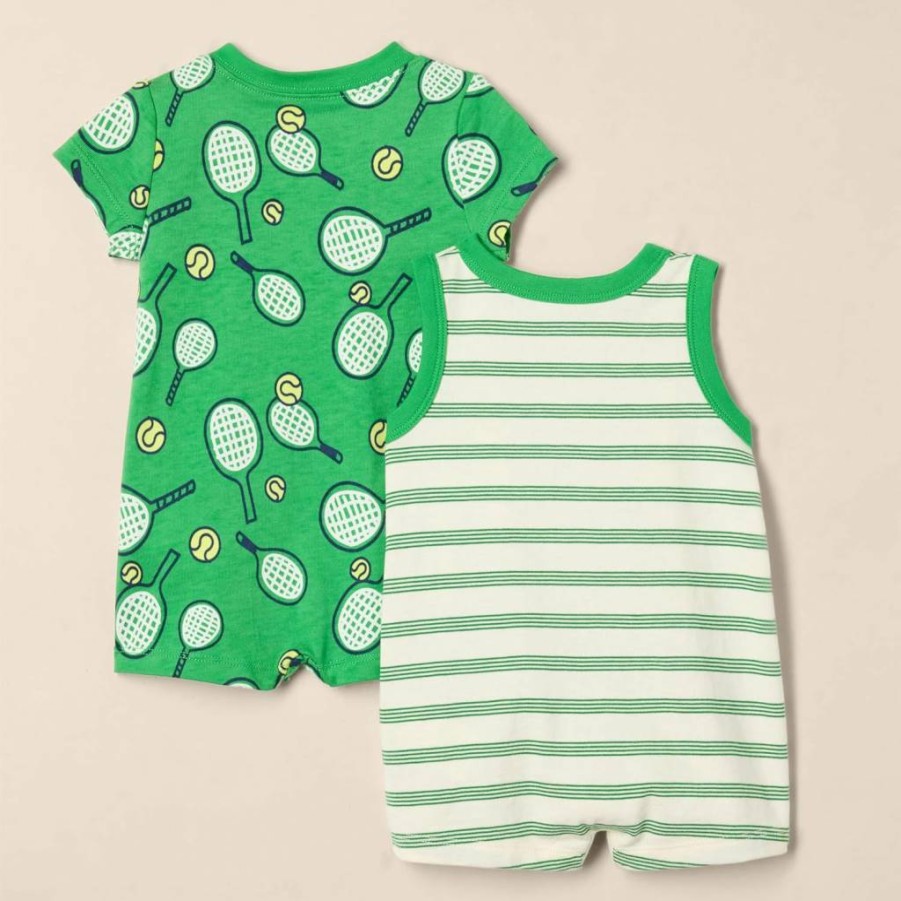 Amazon Essentials Baby Romper Set - 2-Pack Unisex Sleeveless & Short-Sleeve Outfits for Infants