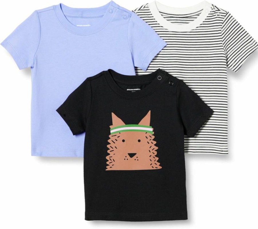 Amazon Essentials Unisex Toddler & Baby Short Sleeve T-Shirts, 3-Pack - Soft Cotton Tees for Infants & Kids