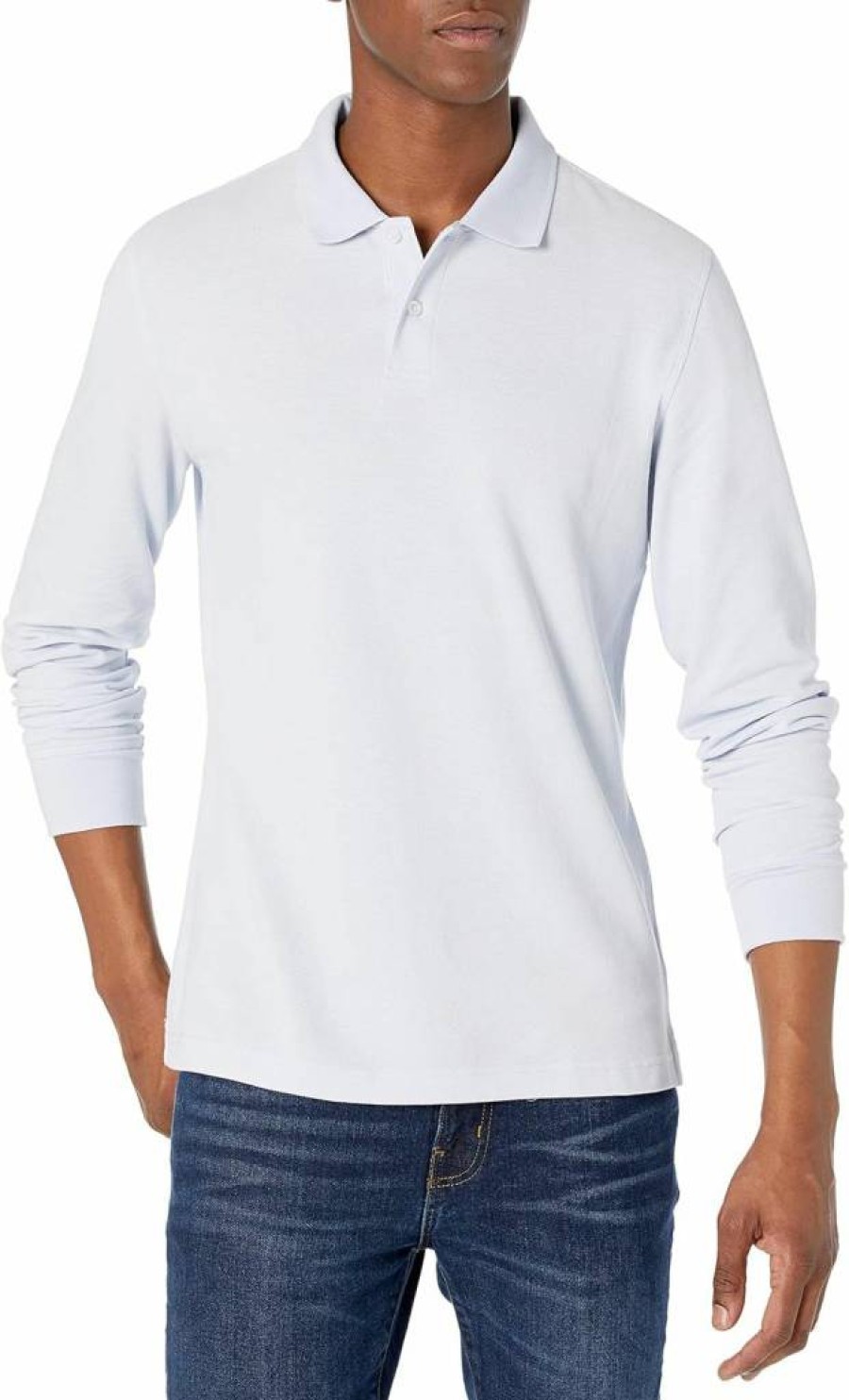 Amazon Essentials Men's Slim Fit Long-Sleeve Pique Polo Shirt, Classic Casual Button-Down Top