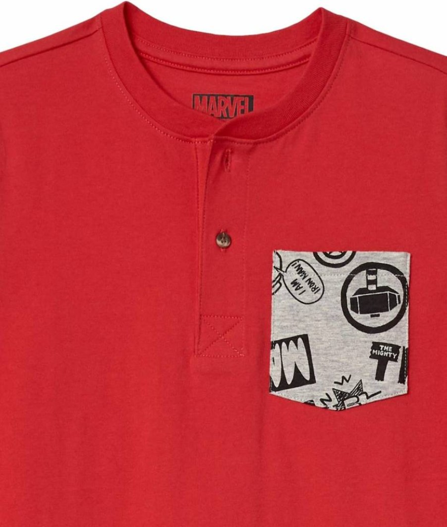 Amazon Essentials Boys' & Toddlers' Marvel & Star Wars Graphic Short-Sleeve Henley Tees, 2-Pack