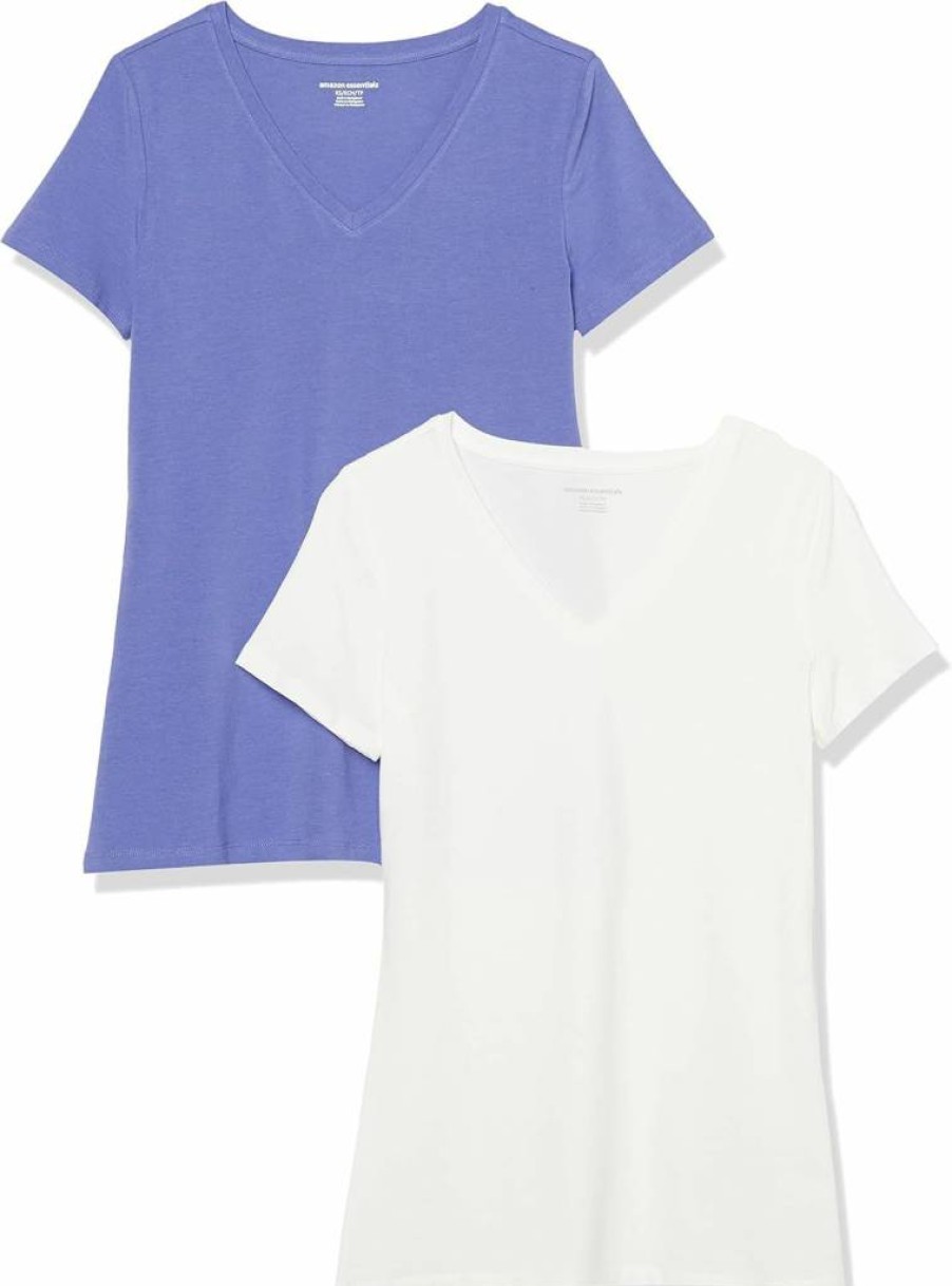 Amazon Essentials Women's Classic-Fit V-Neck T-Shirt Multipack, Soft Short-Sleeve Tees, Comfort Casual Tops