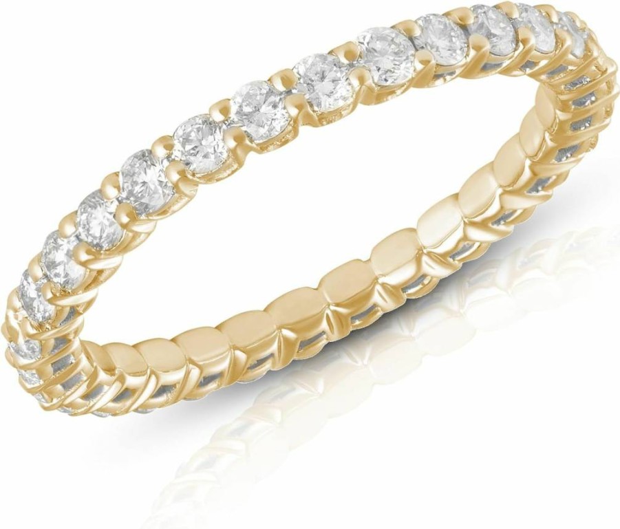 Amazon Essentials 14K Solid Gold Lab-Grown Diamond Eternity Band for Women, VS1-VS2 Clarity, G-H Color, Stackable Wedding Ring
