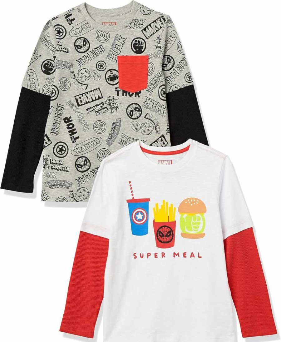 Amazon Essentials Boys & Toddlers Marvel Star Wars 2-Pack Long Sleeve Graphic Tees