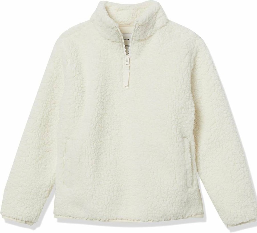 Amazon Essentials Girls' & Toddlers' Soft Sherpa Fleece Quarter-Zip Jacket - Warm Winter Pullover for Kids