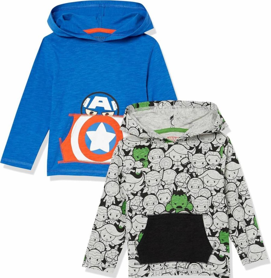 Amazon Essentials Boys' & Toddlers' Disney Marvel Star Wars Graphic Hooded T-Shirts 2-Pack