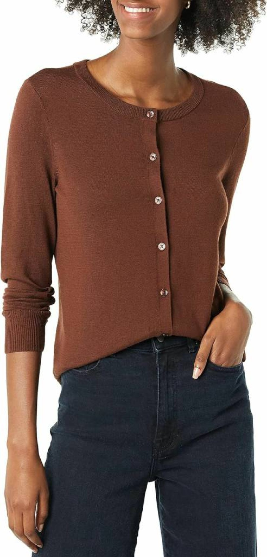 Amazon Essentials Women's Plus Size Lightweight Knit Cardigan Sweater, Soft Crewneck Open Front Casual Cover-Up