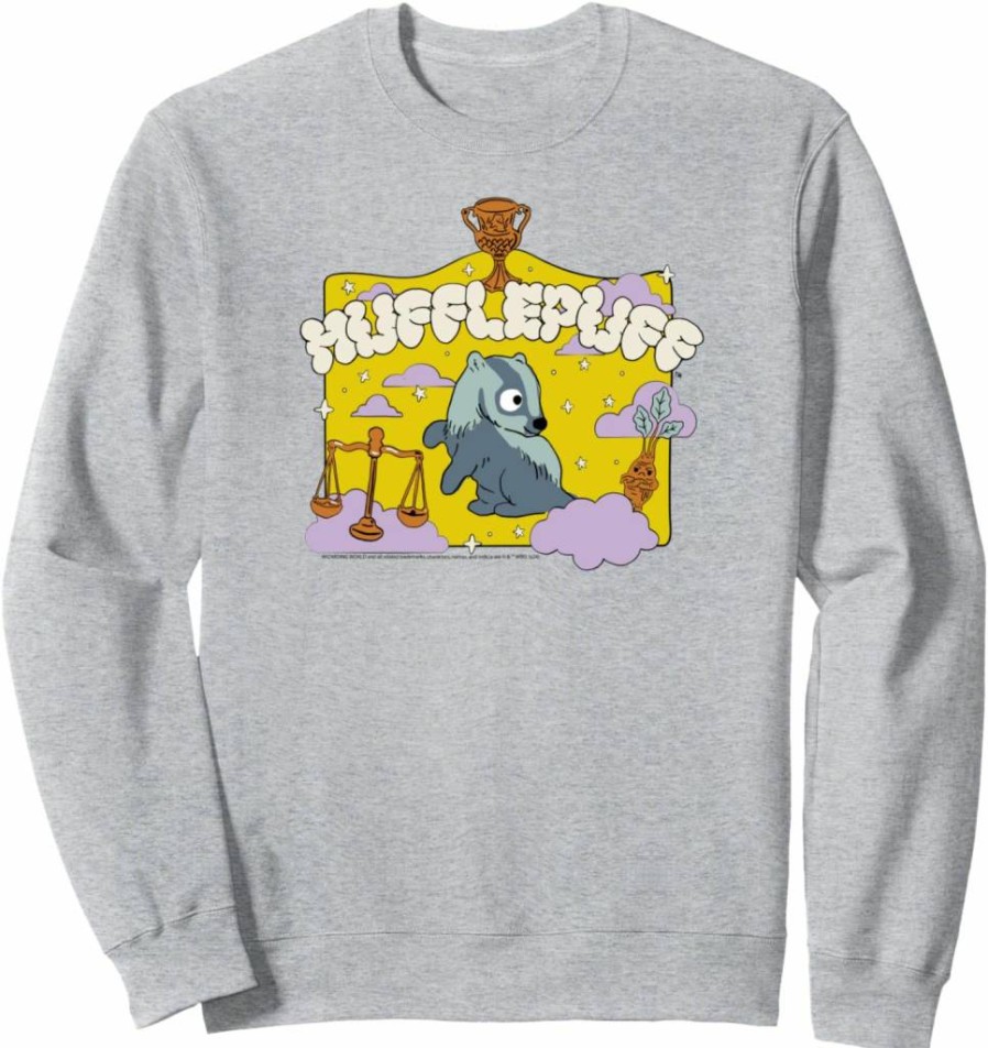 Amazon Essentials Harry Potter Hufflepuff House Graphic Sweatshirt | Hogwarts Cartoon Design | Officially Licensed Merchandise