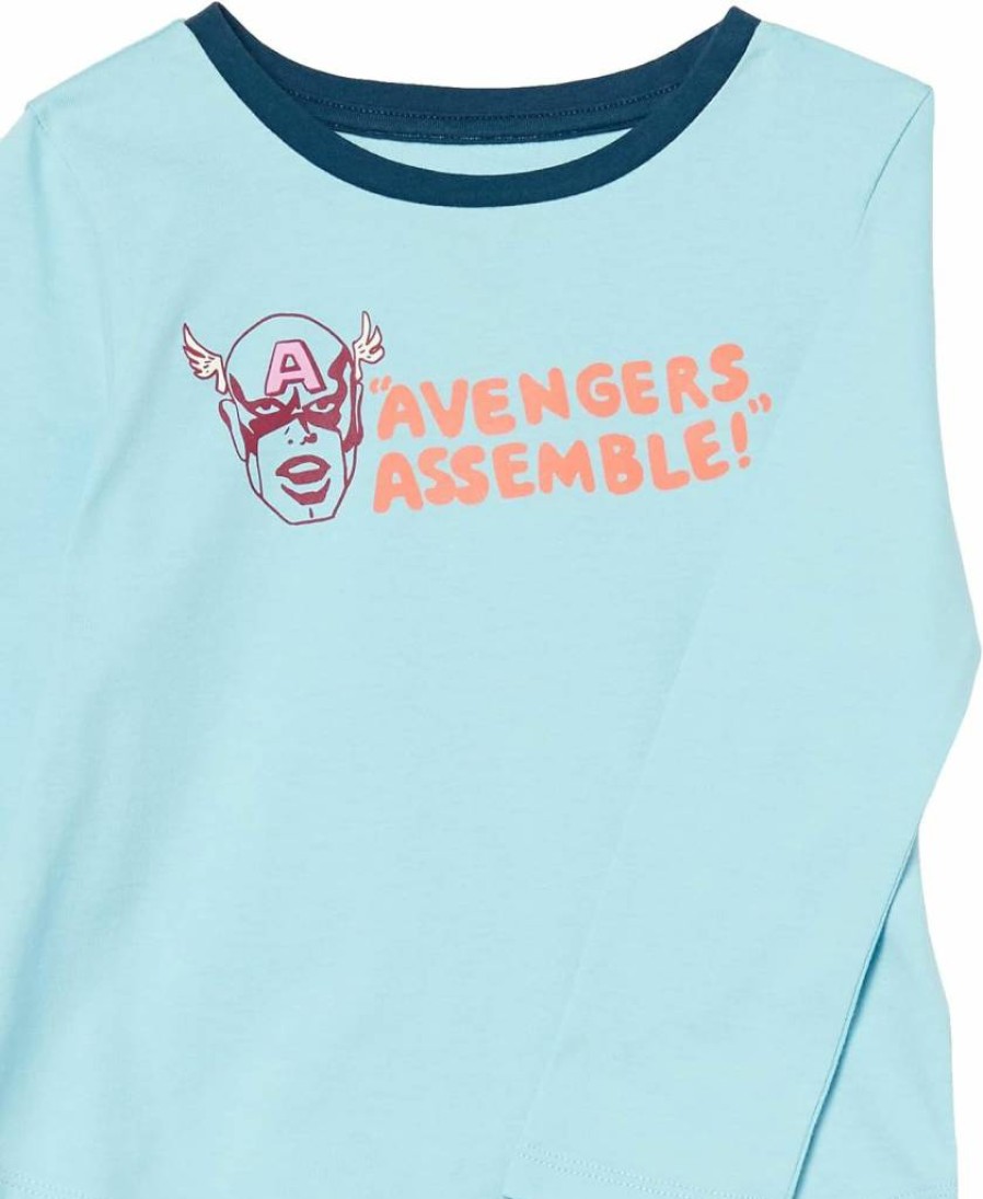 Amazon Essentials Girls' & Toddlers' Long-Sleeve Marvel Star Wars Frozen Disney Princess Graphic Tees, 2-Pack