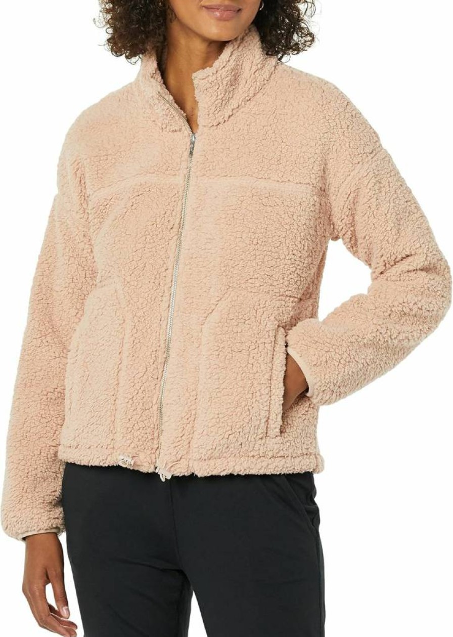 Amazon Essentials Women's Sherpa Lined Fleece Jacket with Stand Collar & Full Zip Front