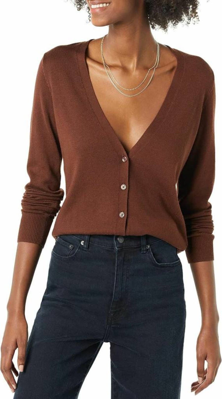 Amazon Essentials Women's Plus Size Lightweight V-Neck Cardigan Sweater - Soft Casual Knit Open Front Cover-Up