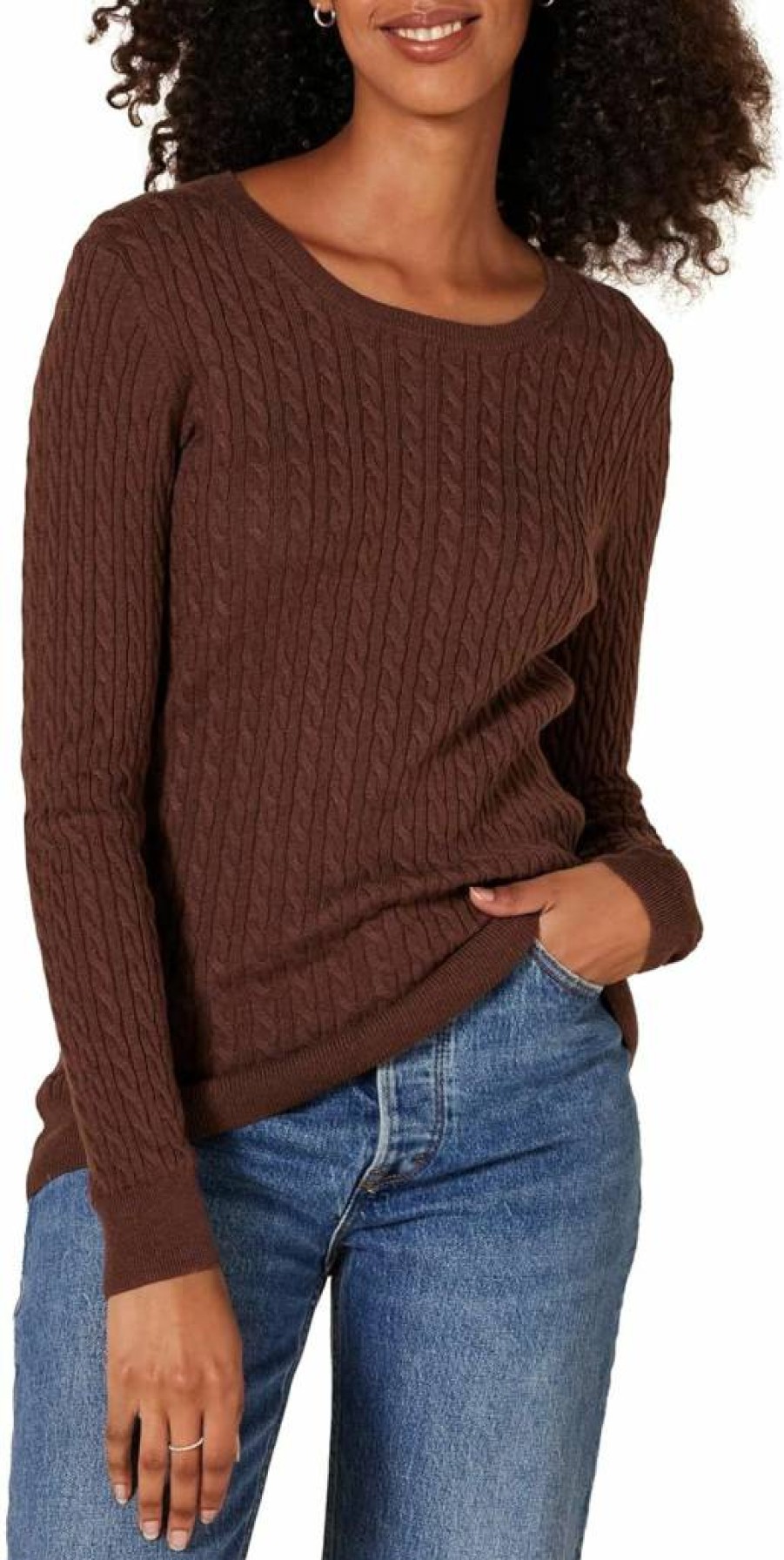 Amazon Essentials Women's Plus-Size Lightweight Long-Sleeve Cable Knit Crewneck Sweater