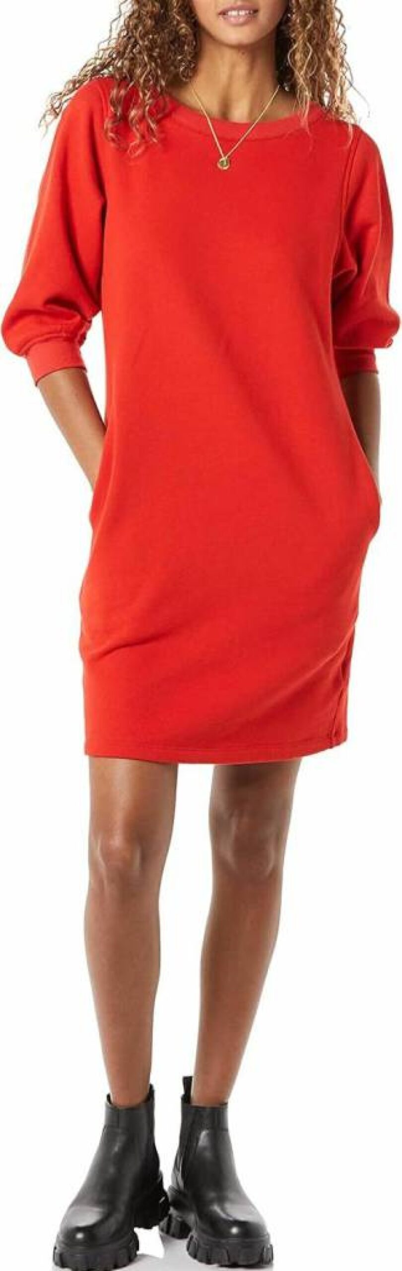 Amazon Essentials Women's Plus Size Fleece Boatneck Sweatshirt Dress with Blouson Sleeves