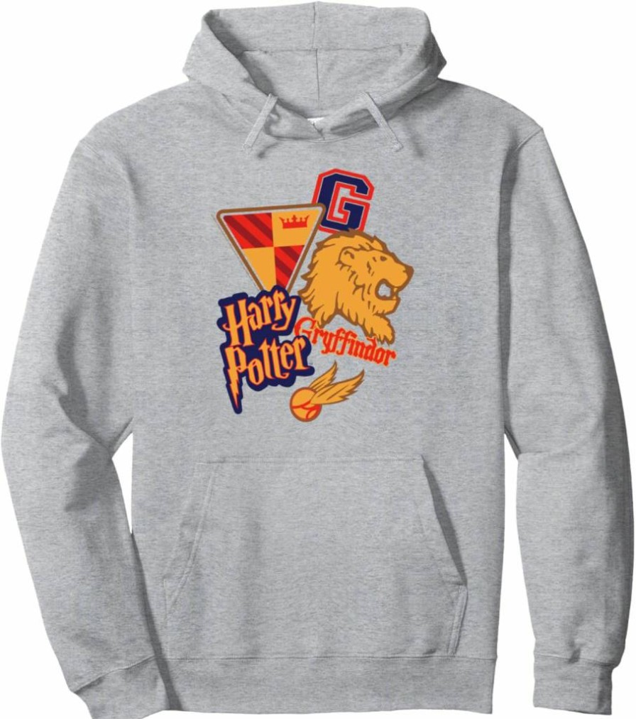 Amazon Essentials Harry Potter Gryffindor Hoodie Sweatshirt - Gryffindor House Pullover with Collegiate Collage Design