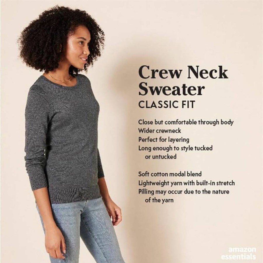 Amazon Essentials Women's Plus Size Lightweight Long-Sleeve Crewneck Sweater - Soft Casual Knit Top