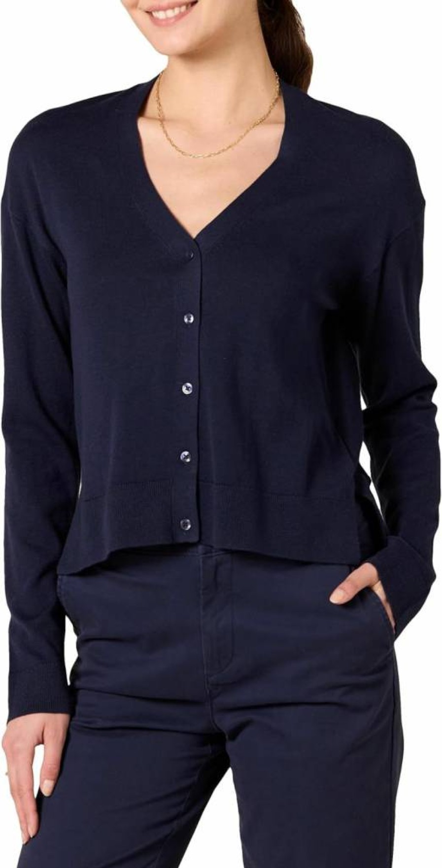 Amazon Essentials Women's Cropped V-Neck Cardigan Sweater - Lightweight & Relaxed Fit