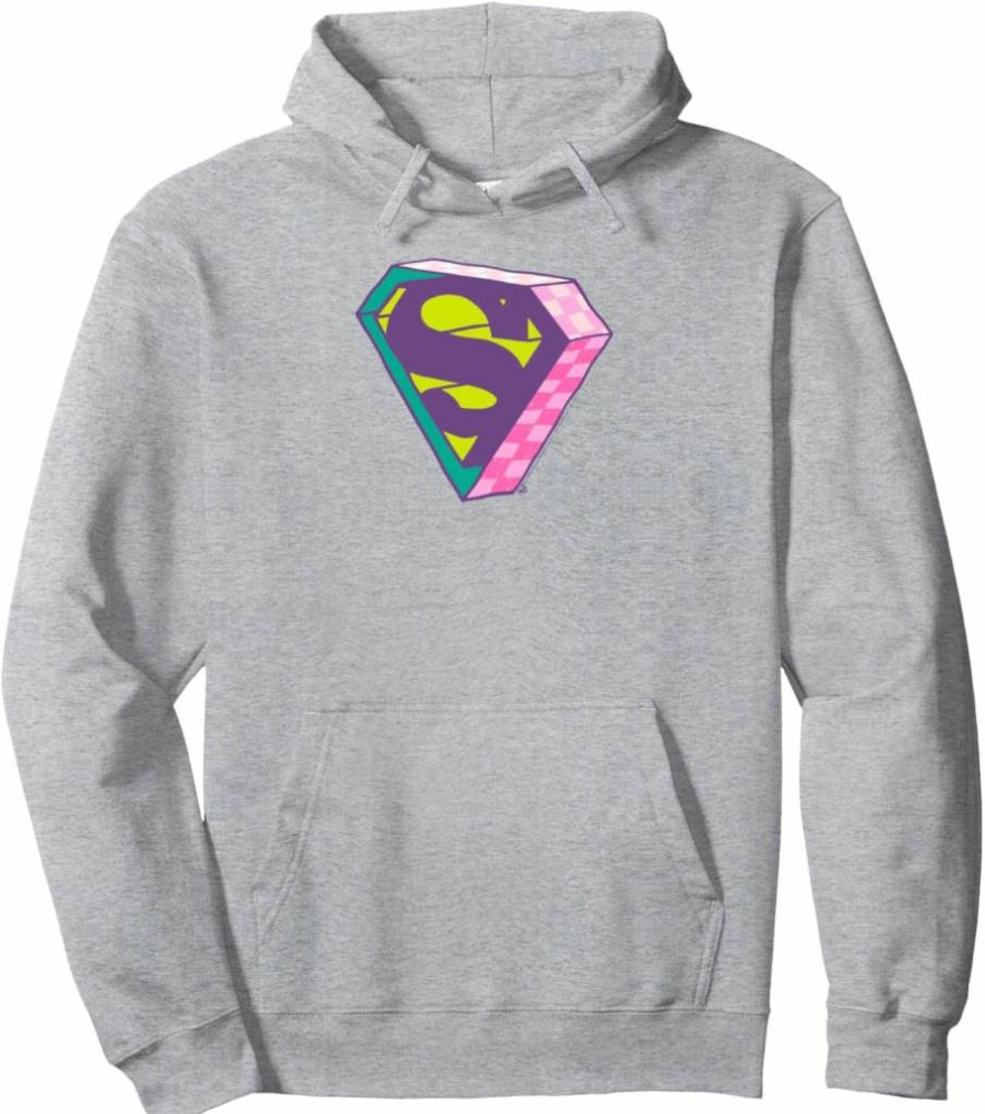 Amazon Essentials DC Comics Superman Hoodie - Checkerboard Print & 3D Logo Pullover Sweatshirt