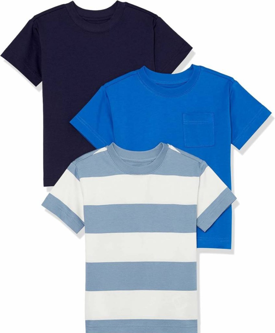 Amazon Essentials Kids' 3-Pack Short-Sleeve Cotton T-Shirts for Toddlers & Children