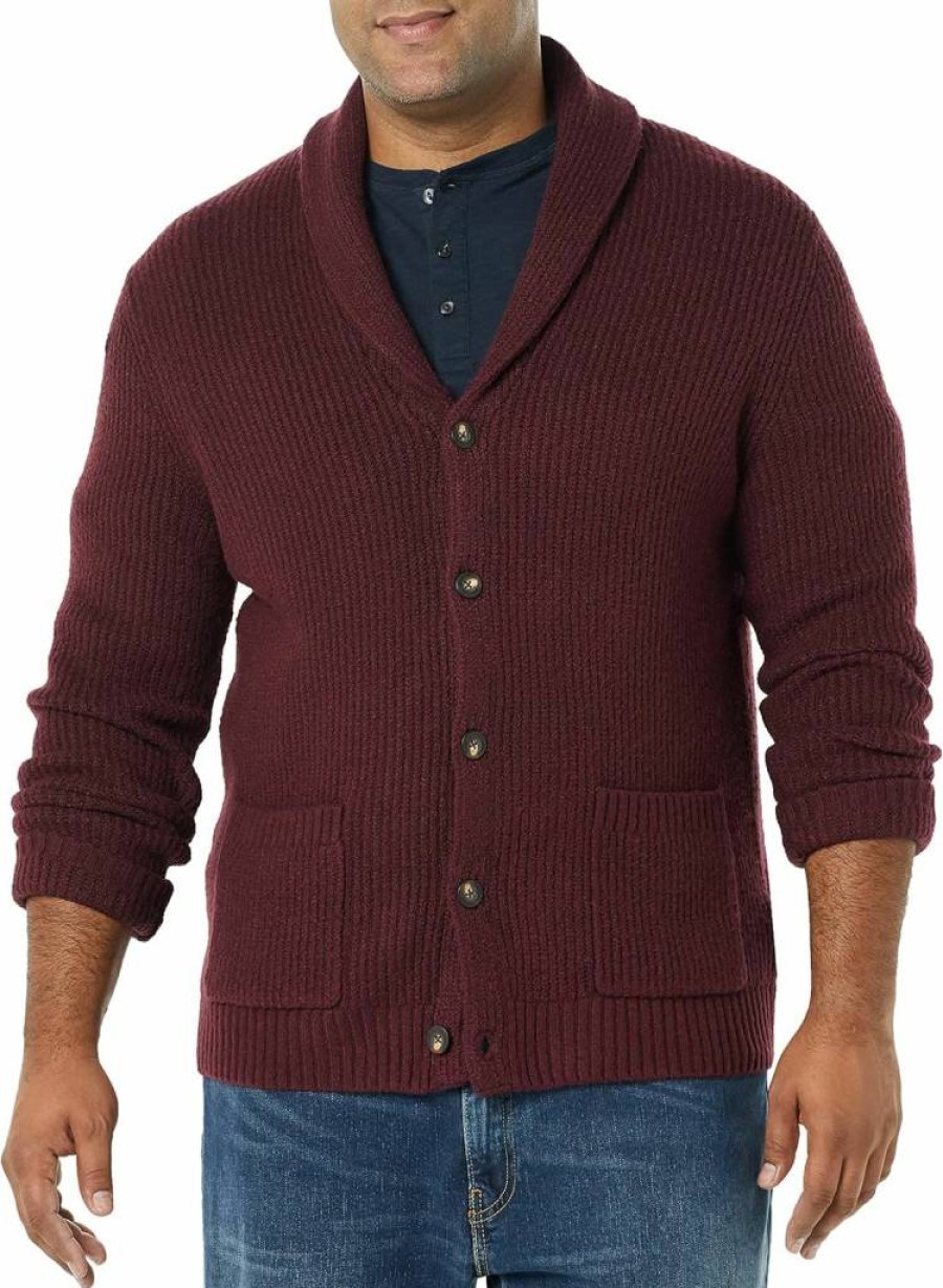Amazon Essentials Men's Soft Touch Shawl Collar Long Sleeve Cardigan Sweater