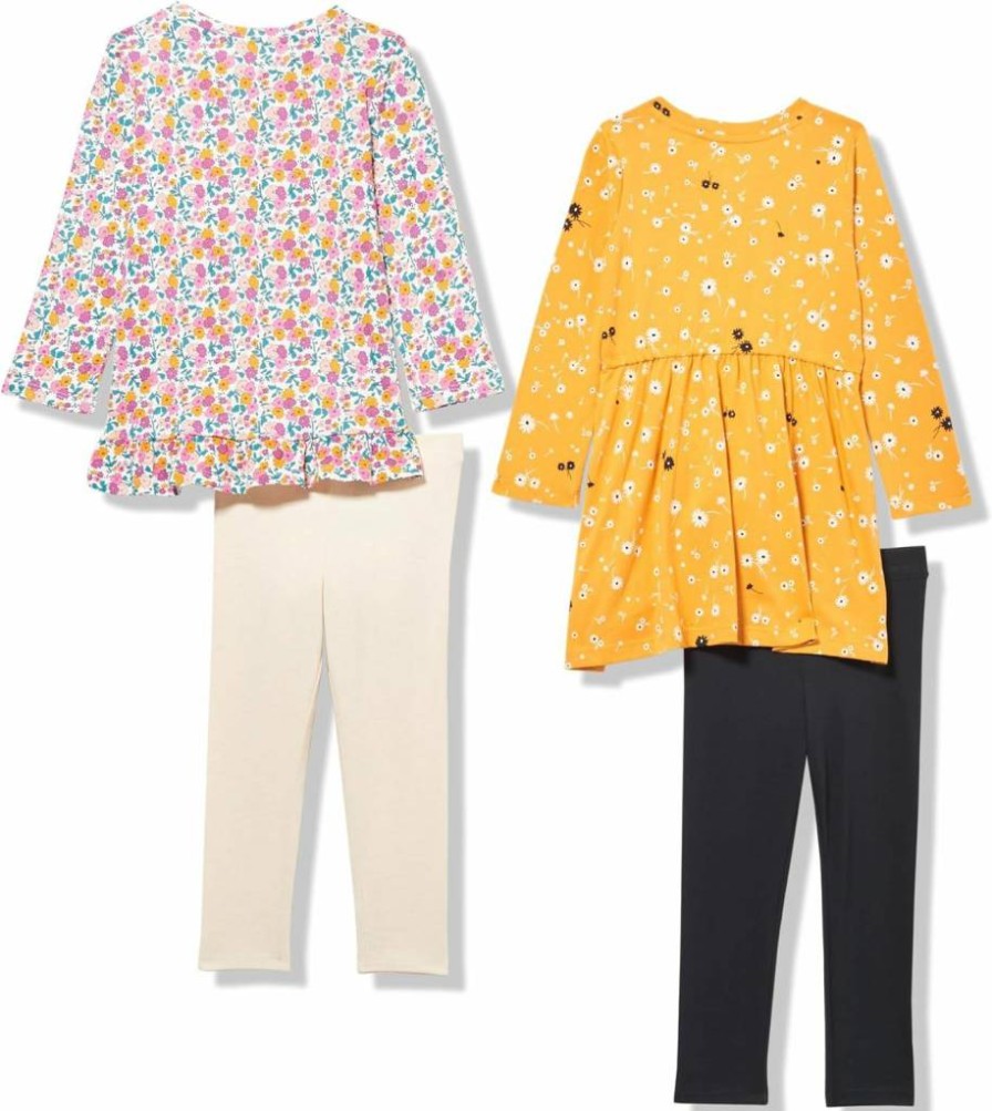 Amazon Essentials Girls & Toddlers' 4-Pack Long-Sleeve Outfit Sets | Comfortable Kids Clothing Bundle