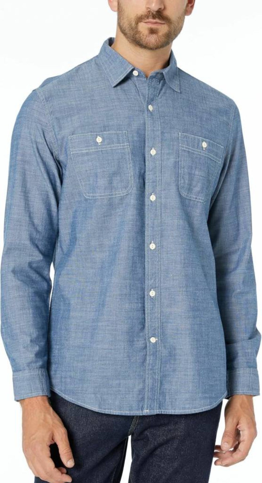 Amazon Essentials Men's Regular-Fit Long-Sleeve Chambray Shirt - Classic Casual Button-Down for Everyday Wear