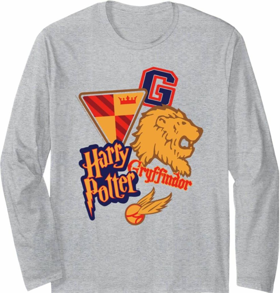 Amazon Essentials Harry Potter Gryffindor Crest Long Sleeve Graphic T-Shirt for Adults
