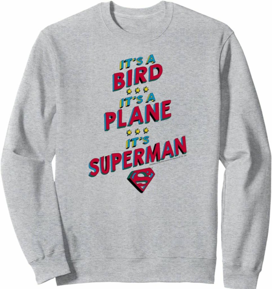 Amazon Essentials DC Comics Superman Graphic Sweatshirt - It's a Bird, It's a Plane Casual Pullover