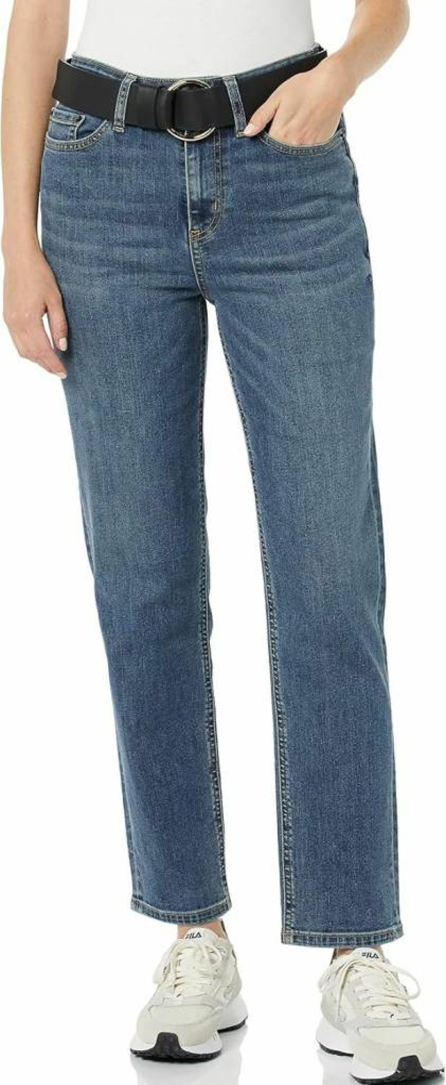 Amazon Essentials Women's High-Rise Straight-Leg Jeans | Classic Fit Stretch Denim Pants