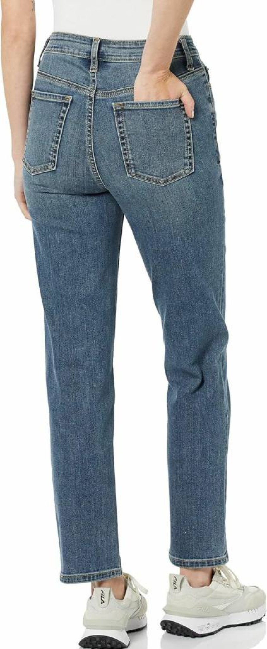 Amazon Essentials Women's High-Rise Straight-Leg Jeans | Classic Fit Stretch Denim Pants