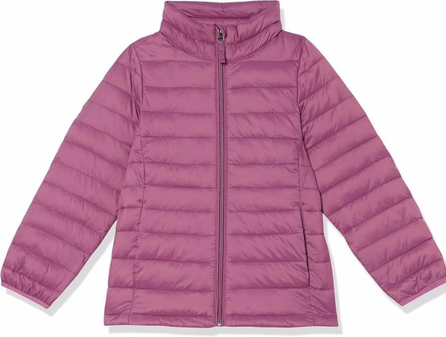 Amazon Essentials Girls' Lightweight Water-Resistant Hooded Puffer Jacket for Toddlers, Packable Winter Coat