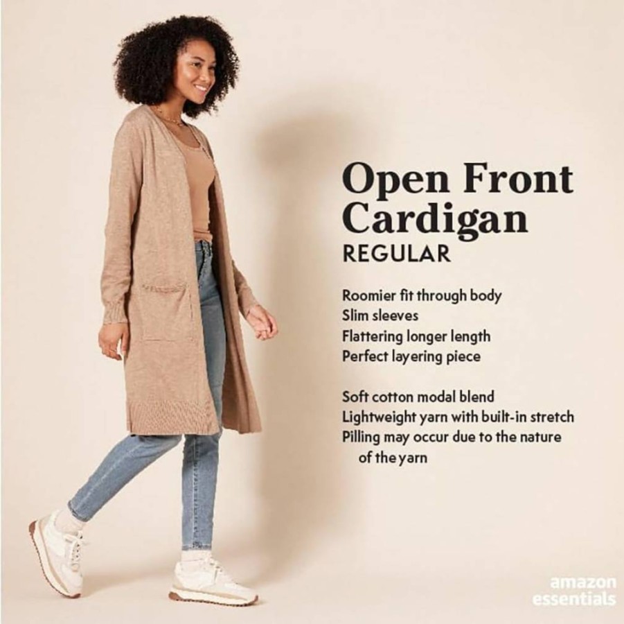 Amazon Essentials Women's Plus Size Lightweight Long-Sleeve Open-Front Cardigan Sweater