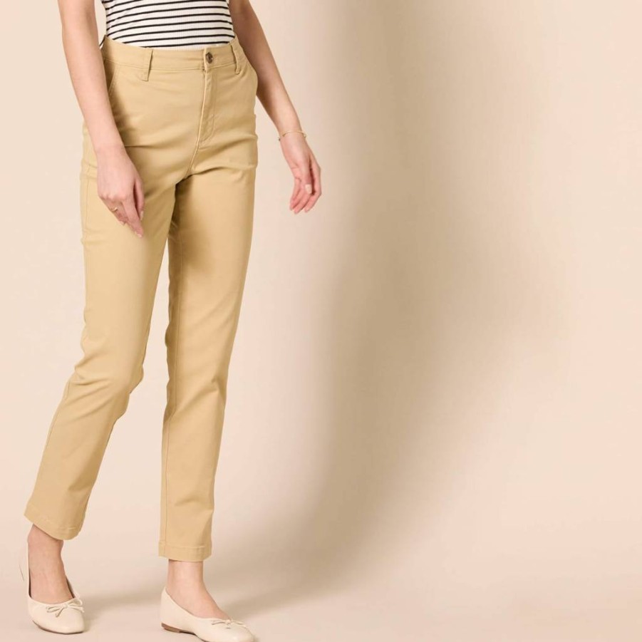 Amazon Essentials Women's Khaki Pants - High-Rise Slim-Fit Straight-Leg Trousers for Women