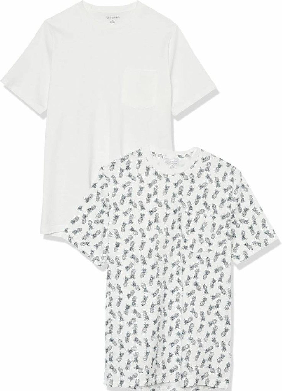 Amazon Essentials Men's Regular-Fit Short-Sleeve Crewneck Pocket T-Shirts, 2-Pack