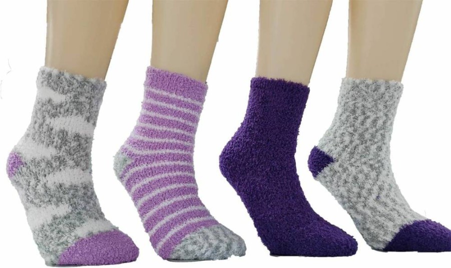 Amazon Essentials Kids' Non-Skid Cozy Socks, 4-Pack for Boys & Girls