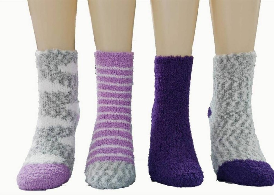 Amazon Essentials Kids' Non-Skid Cozy Socks, 4-Pack for Boys & Girls