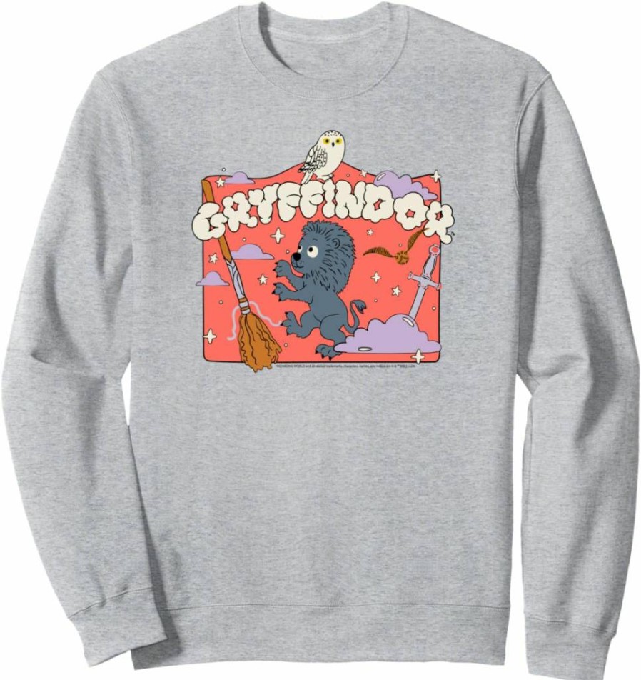 Amazon Essentials Harry Potter Gryffindor House Sweatshirt with Hogwarts Cartoon Design