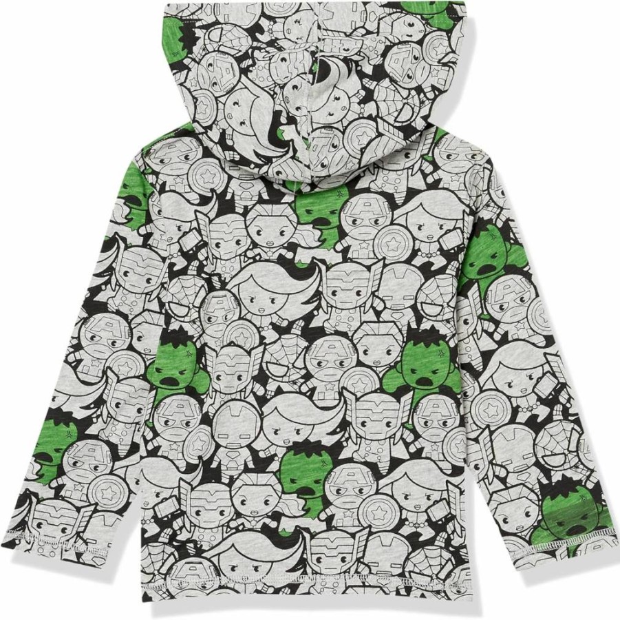 Amazon Essentials Boys' & Toddlers' Marvel & Star Wars 2-Pack Lightweight Hooded Long-Sleeve T-Shirts