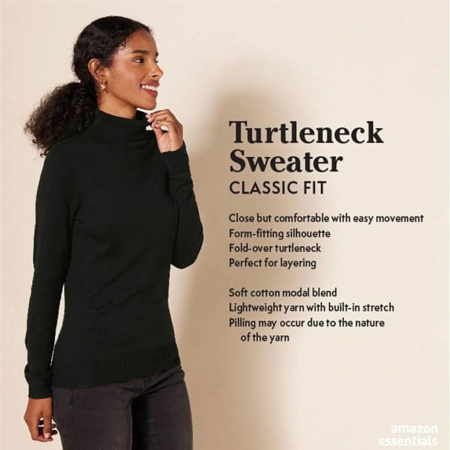 Amazon Essentials Women's Plus-Size Lightweight Long-Sleeve Turtleneck Sweater, Classic-Fit Comfort Top for Fall & Winter