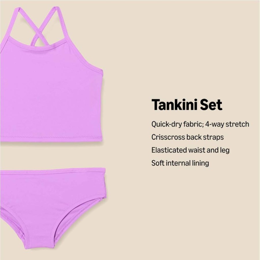 Amazon Essentials Girls' & Toddlers' Tankini Swimsuit Set - 2-Piece UV Protection Swimwear
