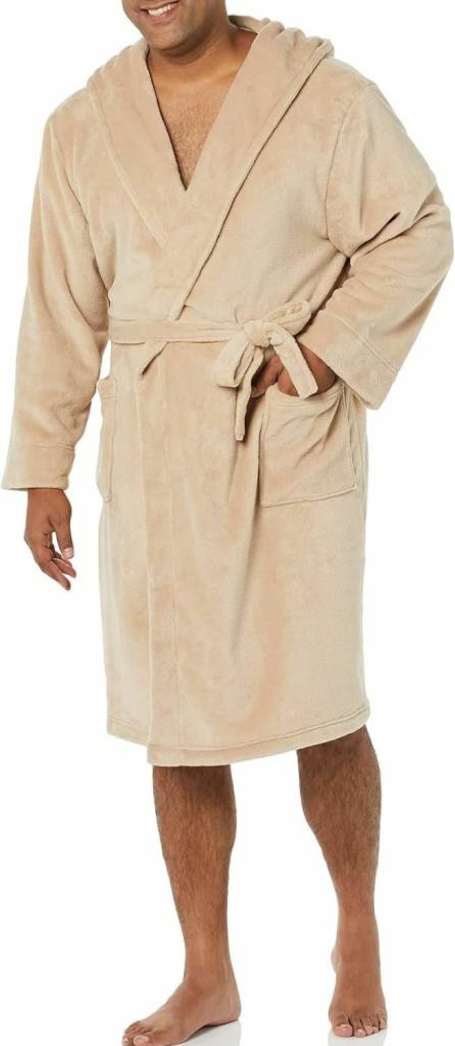 Amazon Essentials Men's Soft Plush Mid-Length Bath Robe for Comfort & Warmth