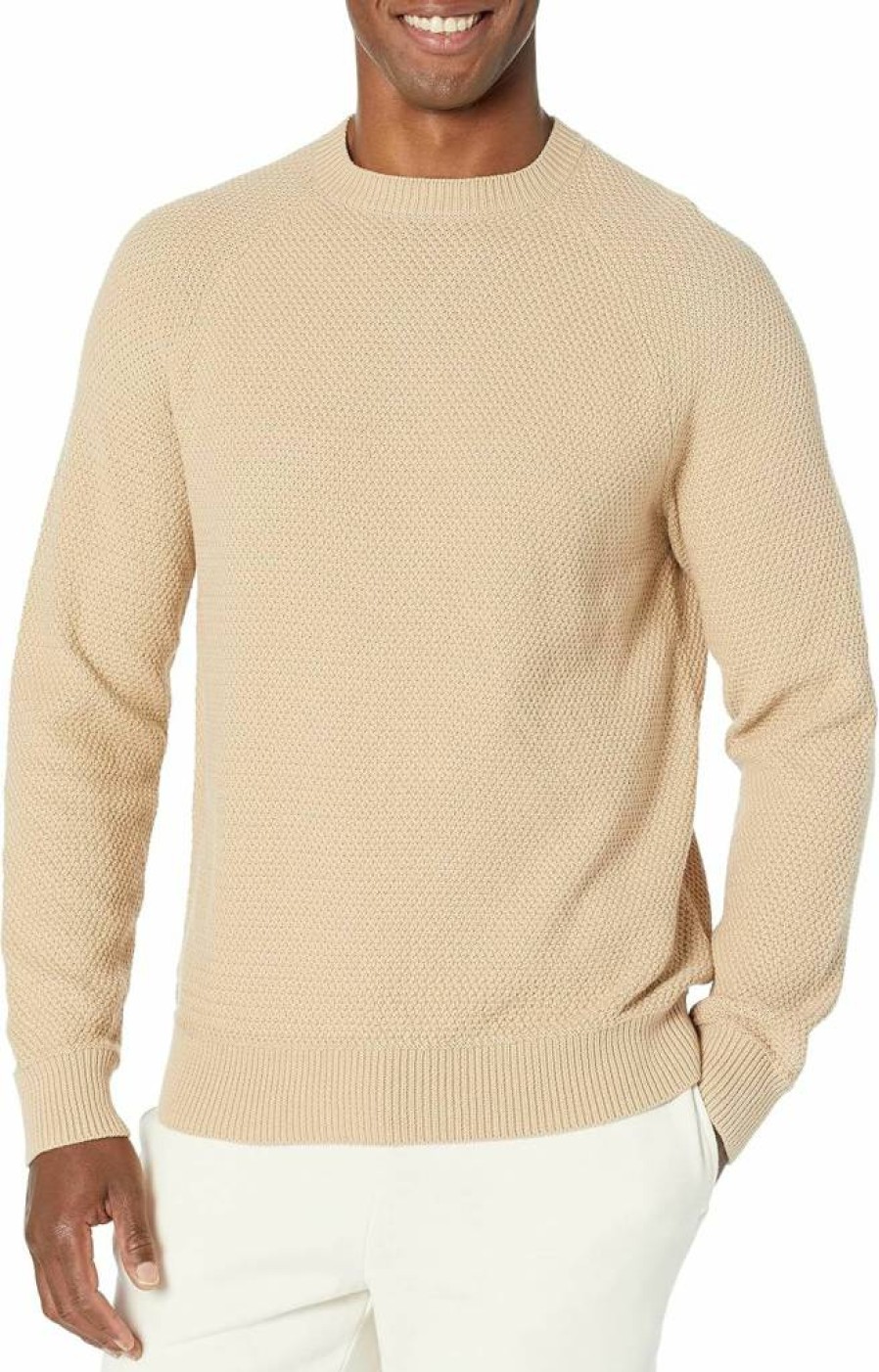 Amazon Essentials Men's Textured Cotton Oversized Crewneck Sweater, Relaxed Fit, Casual Pullover