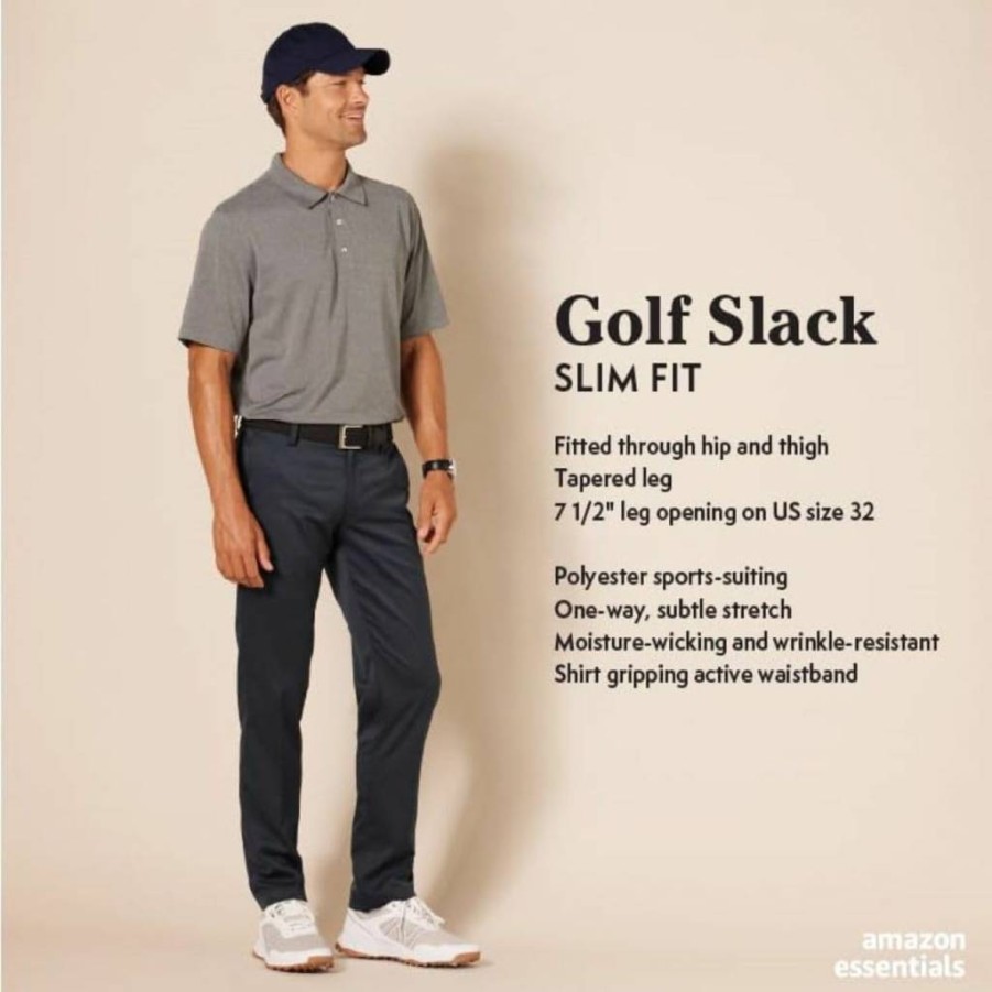 Amazon Essentials Men's Slim-Fit Stretch Golf Pants - Comfortable & Breathable for Casual & Sport Wear