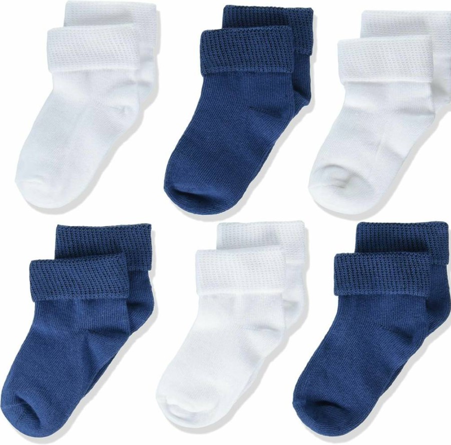 Amazon Essentials Unisex Baby Socks with Turn Cuff - 6-Pack Soft Cotton Infant Socks for Newborns & Toddlers