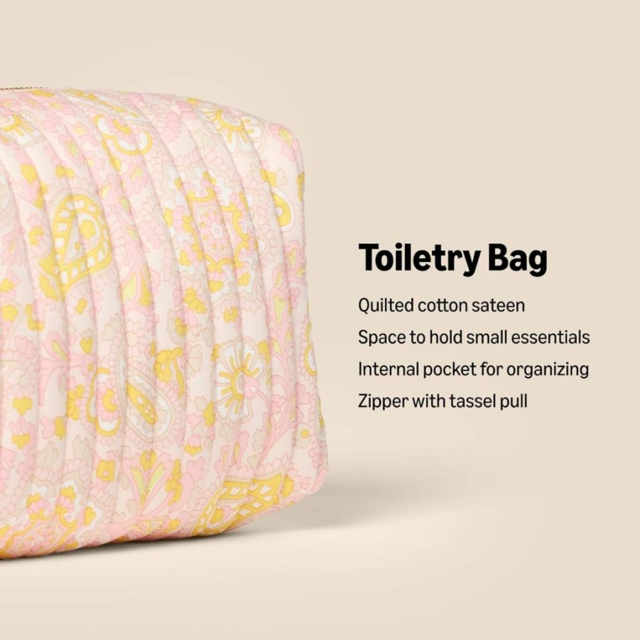 Amazon Essentials Women's Quilted Makeup & Toiletry Bag by Sofia Grainge, Travel Cosmetic Organizer