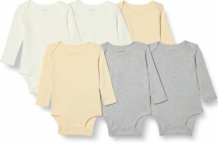 Amazon Essentials Unisex Baby Bodysuits - 6-Pack Long-Sleeve Onesies for Infants
