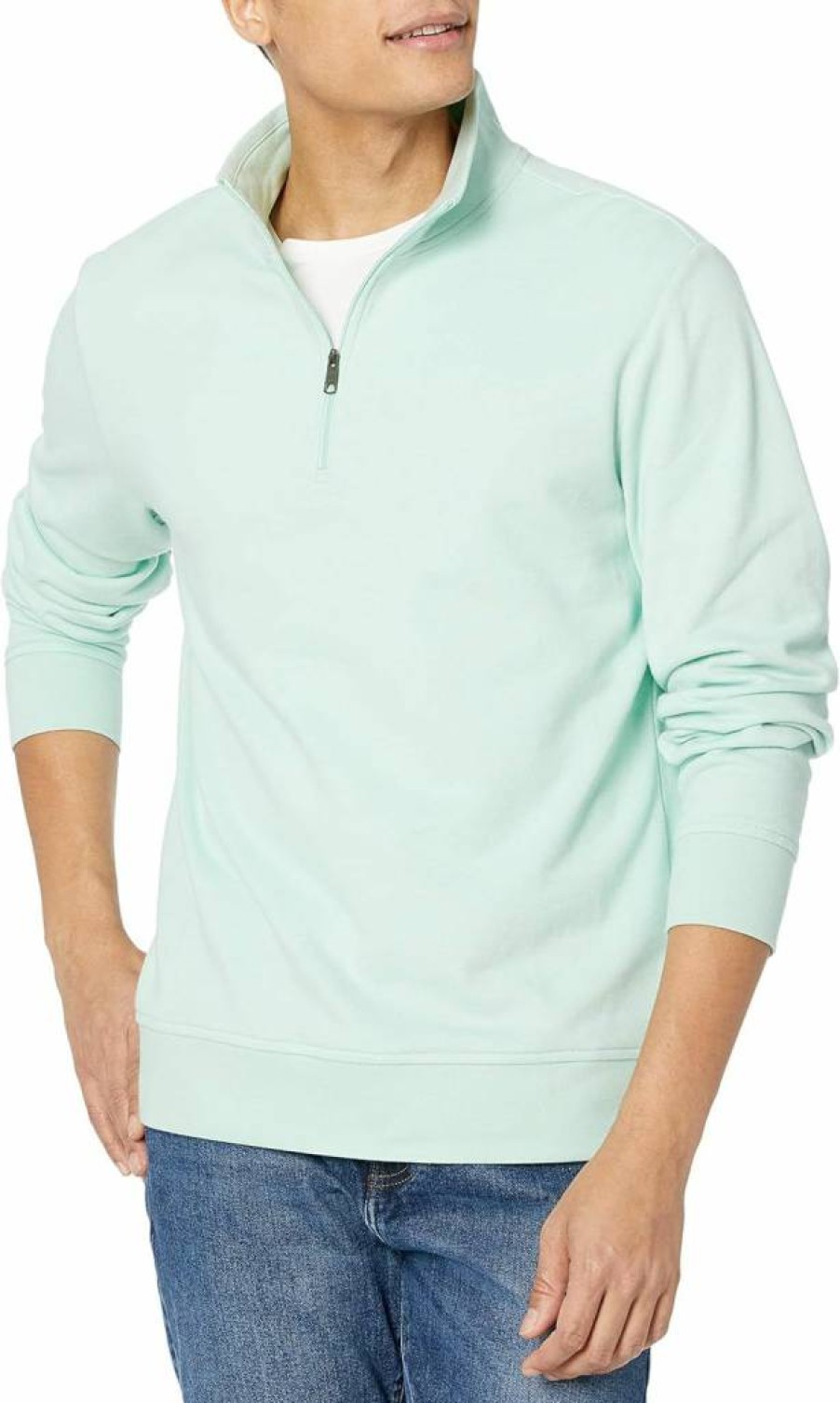 Amazon Essentials Men's Lightweight French Terry Quarter-Zip Pullover Sweatshirt, Mock Neck Casual Top