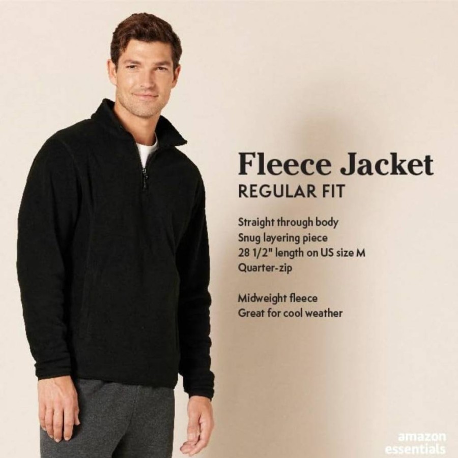 Amazon Essentials Men's 1/4-Zip Fleece Pullover Jacket for Winter & Outdoor Activities