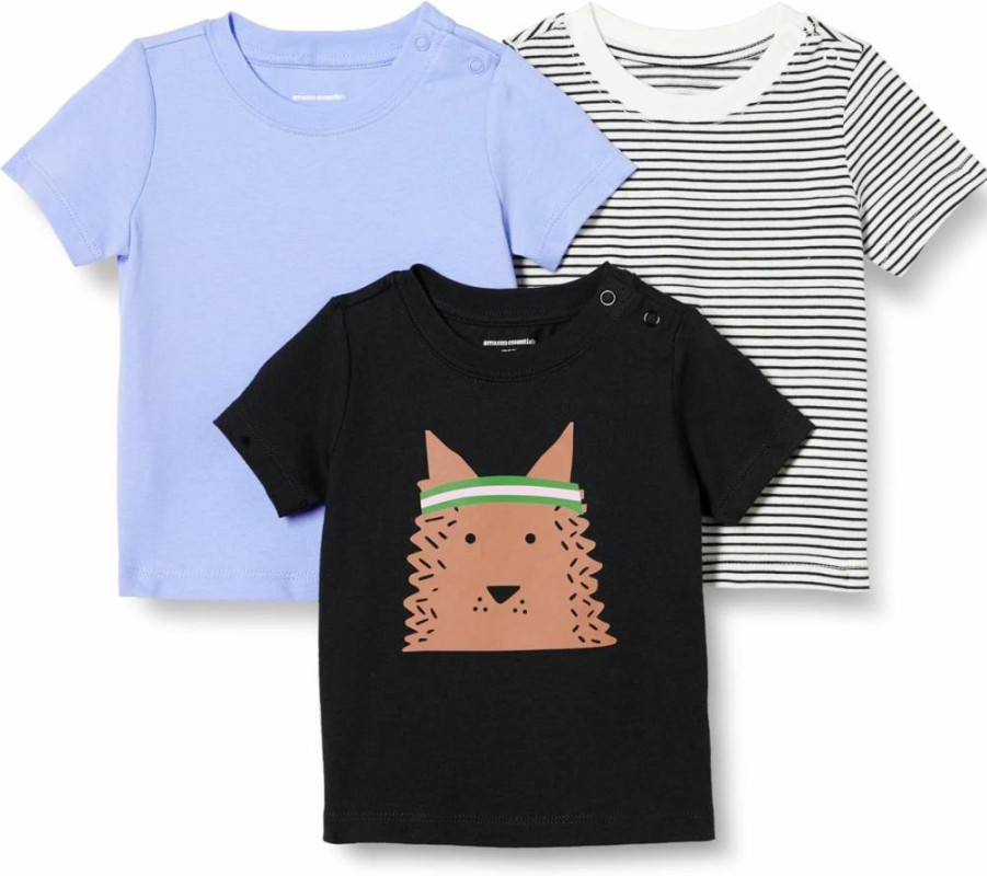 Amazon Essentials Unisex Toddler & Baby Short Sleeve T-Shirts, 3-Pack - Soft Cotton Tees for Infants & Kids