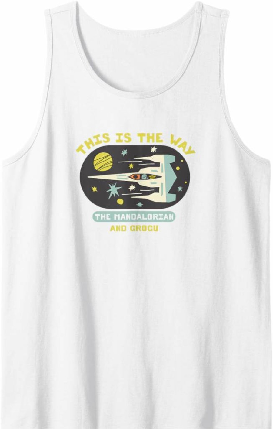 Amazon Essentials The Mandalorian & Grogu Space-Themed Graphic Tank Top for Men