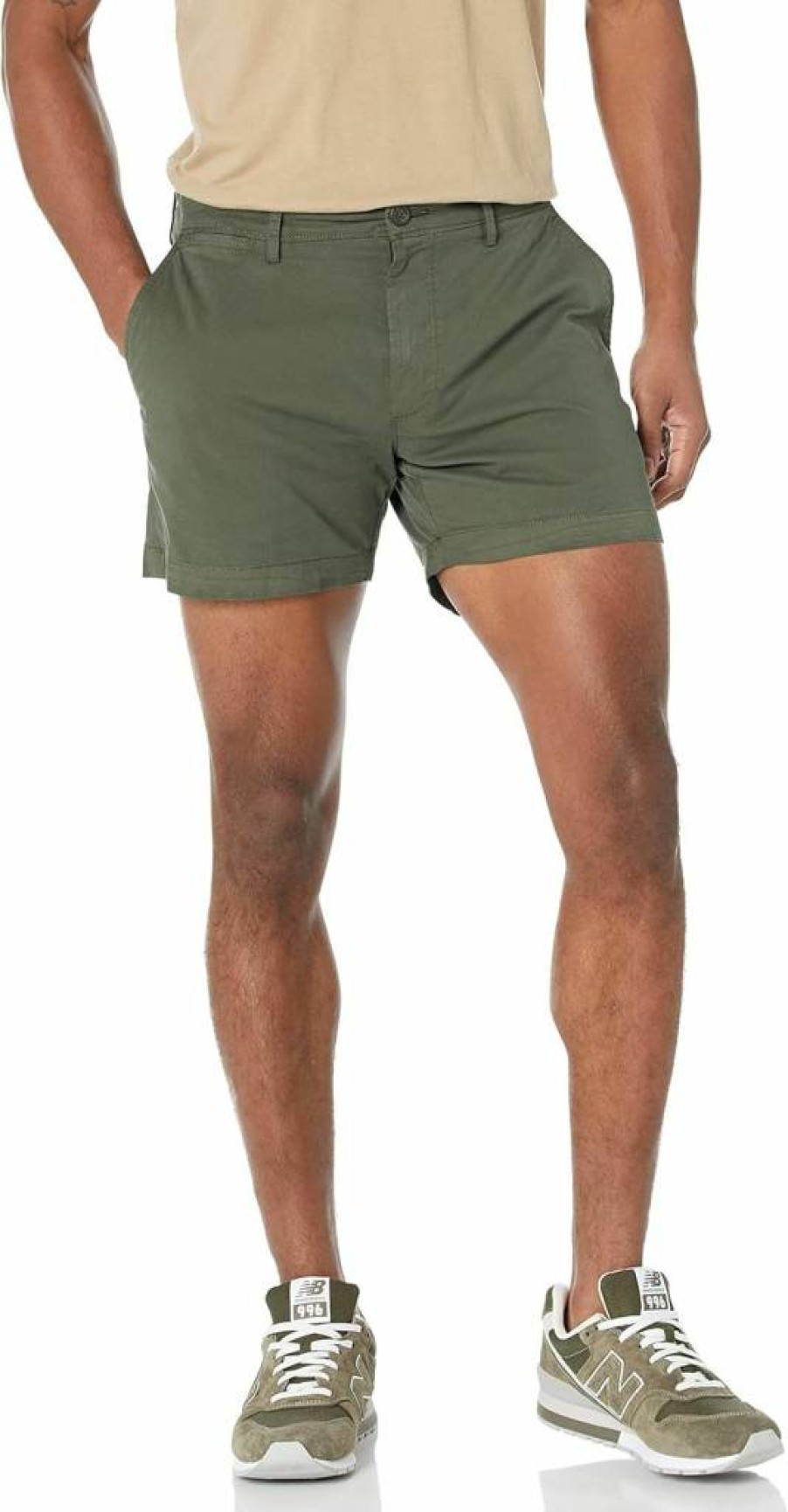 Amazon Essentials Men's Slim-Fit 5-Inch Stretch Chino Shorts with Flat Front for Comfort