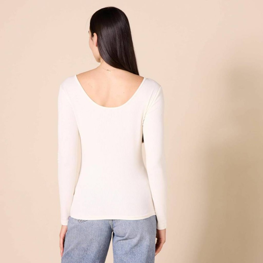 Amazon Essentials Women's Slim-Fit Rib-Knit Long Sleeve Scoop Neck T-Shirt, 2-Pack
